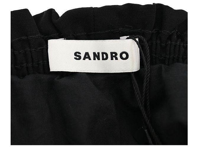 Falda mini de tweed en negro y blanco adornada con lentejuelas Sandro Paris en poliéster - vista 4
