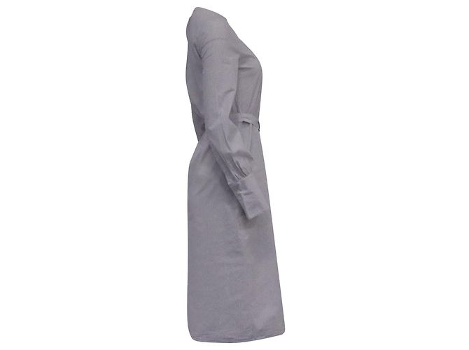 Abito camicia a righe con cintura Theory in cotone grigio - vista 3