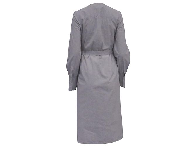 Abito camicia a righe con cintura Theory in cotone grigio - vista 4