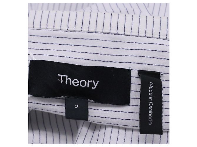 Abito camicia a righe con cintura Theory in cotone grigio - vista 5