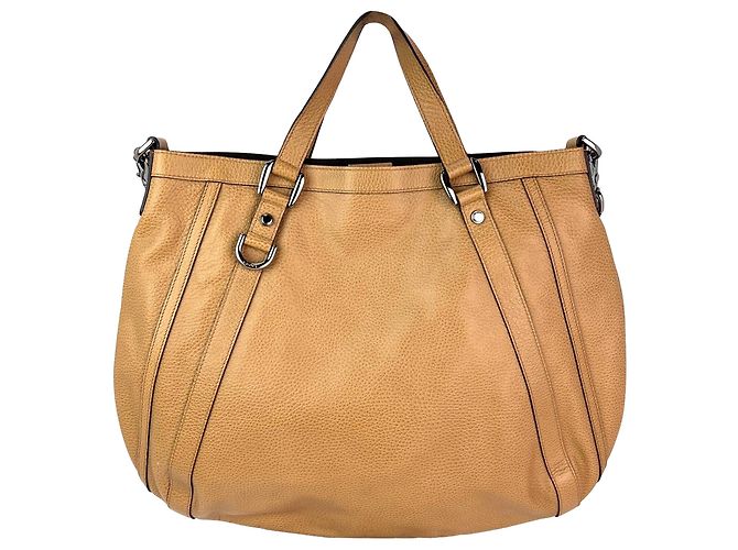 Borsa hobo convertibile in pelle beige Gucci Abbey Marrone - vista 2