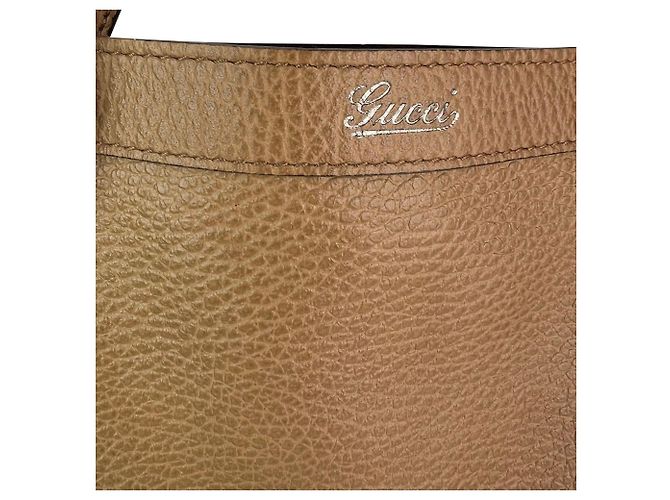 Borsa hobo convertibile in pelle beige Gucci Abbey Marrone - vista 3