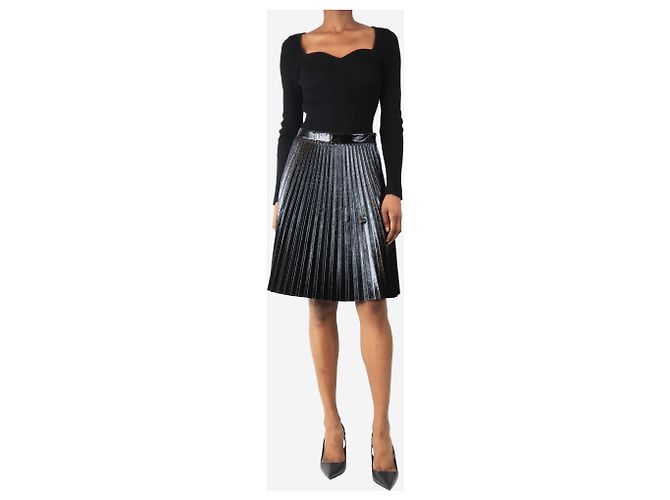Proenza Schouler Falda plisada de cuero sintético negro - talla UK 6 - vista 2