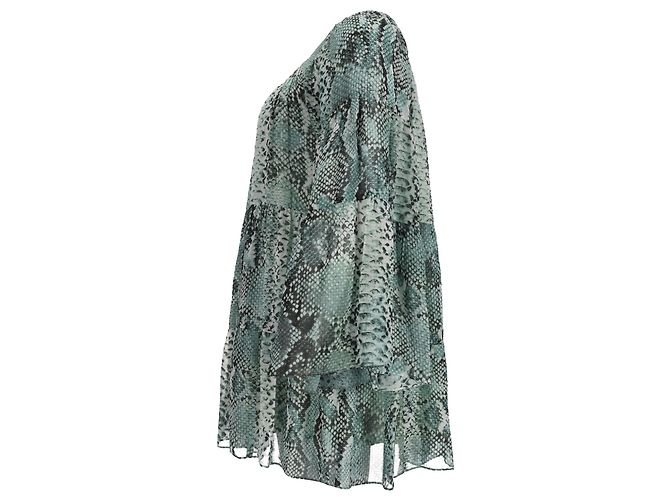 Blusa de Chifón con Estampado de Serpiente Pierre Balmain en Seda Verde - vista 2