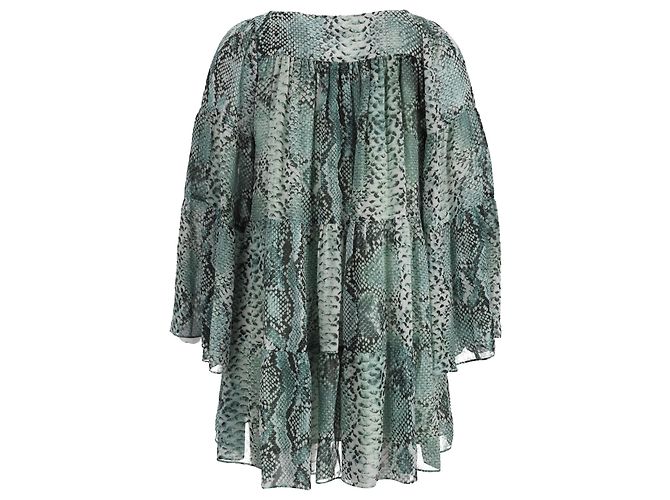 Blusa de Chifón con Estampado de Serpiente Pierre Balmain en Seda Verde - vista 3
