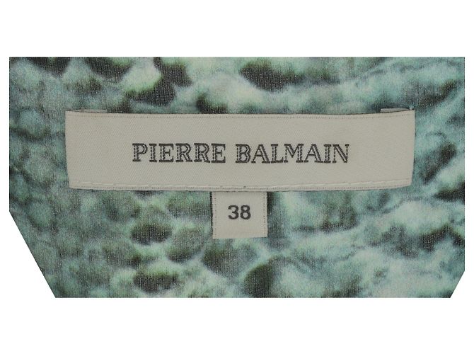 Blusa de Chifón con Estampado de Serpiente Pierre Balmain en Seda Verde - vista 4