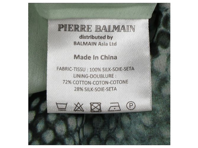 Blusa de Chifón con Estampado de Serpiente Pierre Balmain en Seda Verde - vista 5