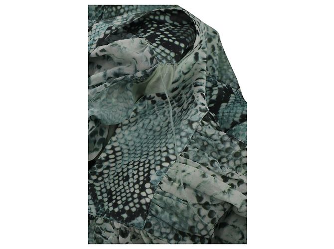 Blusa de Chifón con Estampado de Serpiente Pierre Balmain en Seda Verde - vista 7