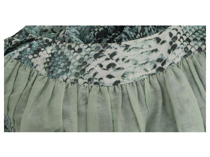 Blusa de Chifón con Estampado de Serpiente Pierre Balmain en Seda Verde - vista 8