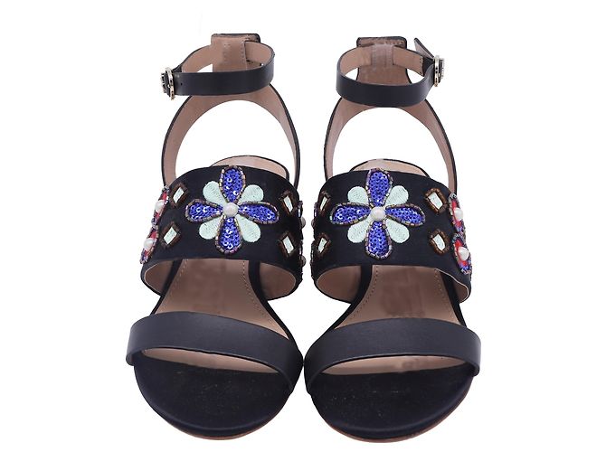Tory Burch Estella Wedge Sandals in Black Satin - view 2