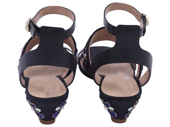 Tory Burch Estella Wedge Sandals in Black Satin - view 5