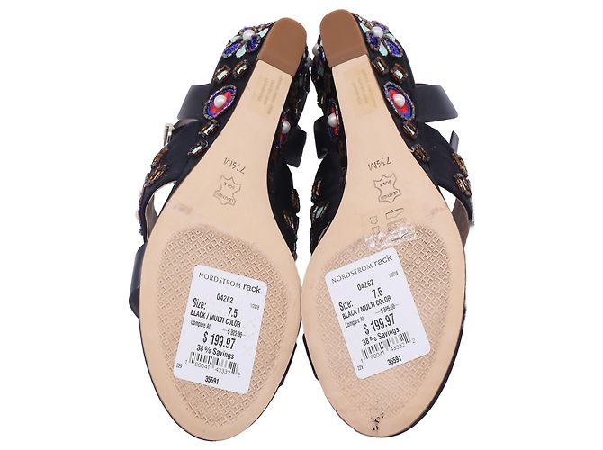 Tory Burch Estella Wedge Sandals in Black Satin - view 6