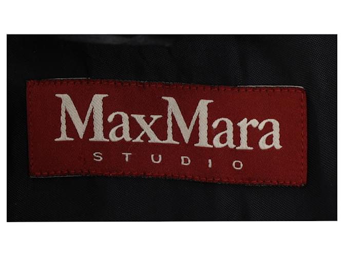 Max Mara Studio Shear-Accent Hidden-Buttoned Coat in Black Wool - view 4