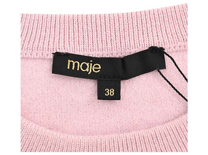 Robe Mini en Tricot Jacquard Maje en Polyamide Rose - vue 4