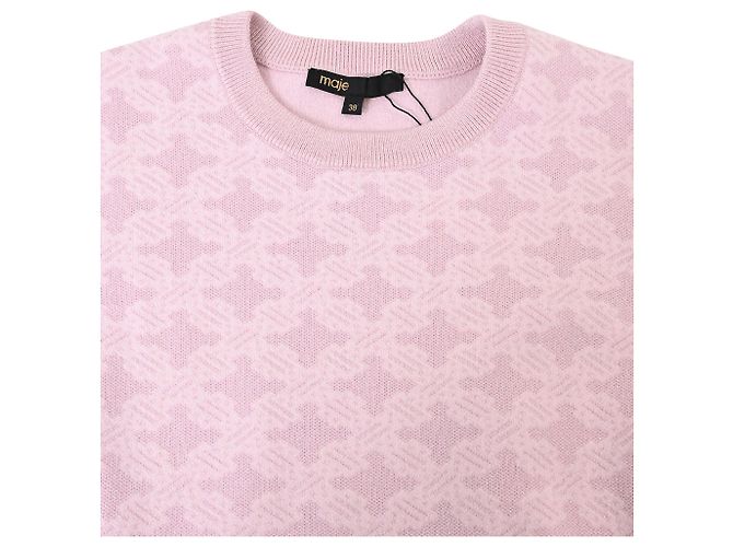 Robe Mini en Tricot Jacquard Maje en Polyamide Rose - vue 5