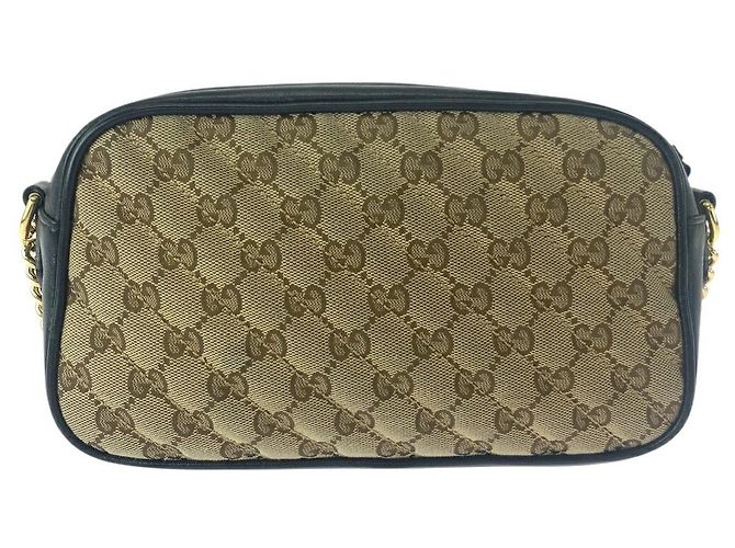 Borsa a Spalla Trapuntata Gucci GG Marmont Marrone Beige - vista 2