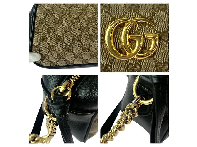 Borsa a Spalla Trapuntata Gucci GG Marmont Marrone Beige - vista 5