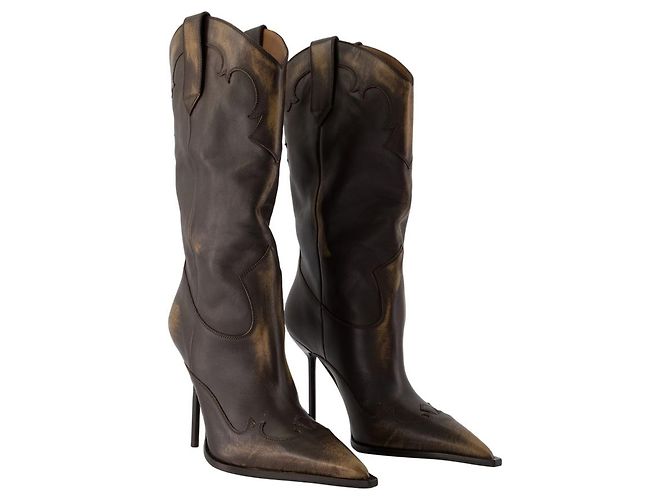 Bota Lidia Western Bordada 105 - Paris Texas - Couro - Marrom - view 2