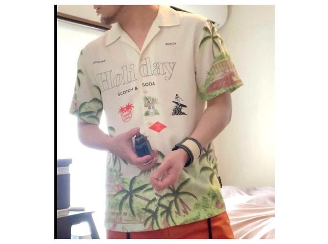 Autre Marque Camisa Scotch & Soda con estampado de vacaciones 100% Lyocell Beige - vista 3