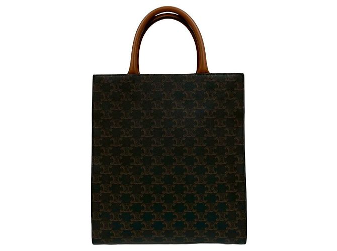 Céline Borsa 2way Celine Triomphe Vertical Cabas Small in pelle Marrone Nero - vista 4