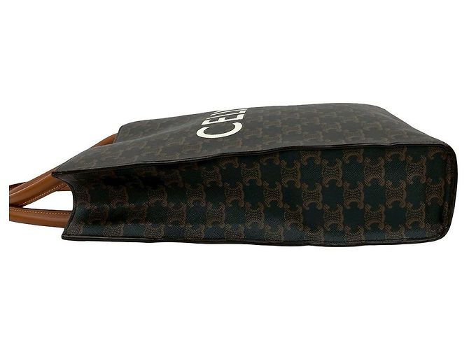 Céline Borsa 2way Celine Triomphe Vertical Cabas Small in pelle Marrone Nero - vista 6