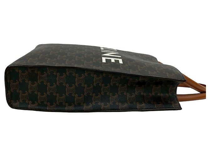 Céline Borsa 2way Celine Triomphe Vertical Cabas Small in pelle Marrone Nero - vista 7