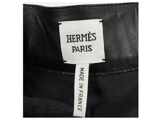 Pantalones de cuero de cordero de lana Hermès Negro - vista 3
