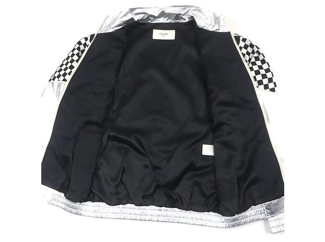 Céline Chaqueta de cuadros holgada Celine Negro Plata Blanco - vista 4