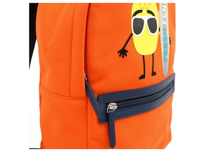 Fendi FRESH FENDI Neoprene Leather Backpack Black Orange - view 7
