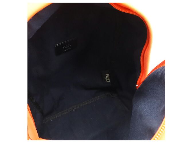 Fendi FRESH FENDI Neoprene Leather Backpack Black Orange - view 8