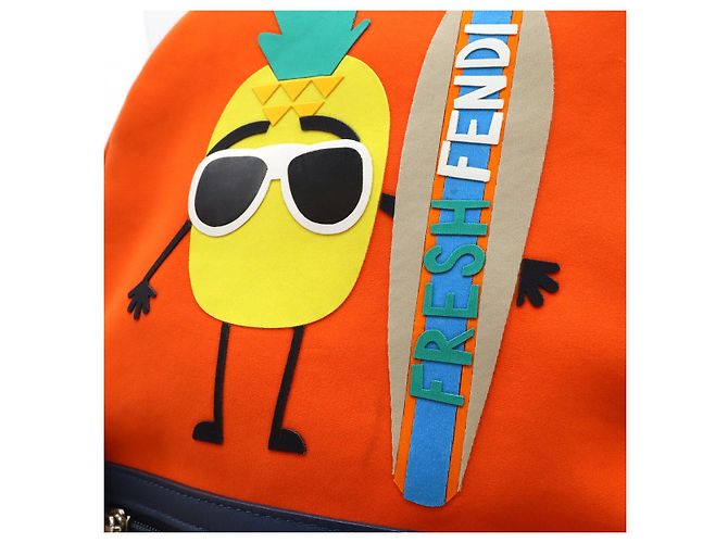 Fendi FRESH FENDI Neoprene Leather Backpack Black Orange - view 9
