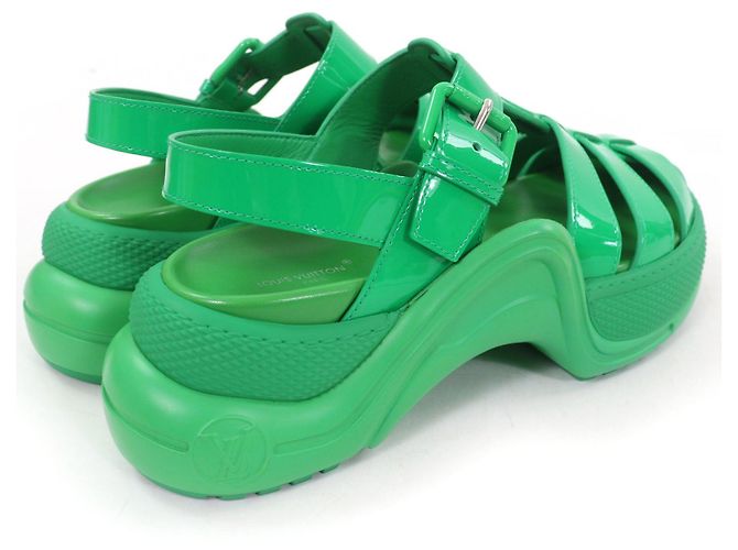 Lackleder-Sandalen Louis Vuitton 1AB17J Grün - Ansicht 3