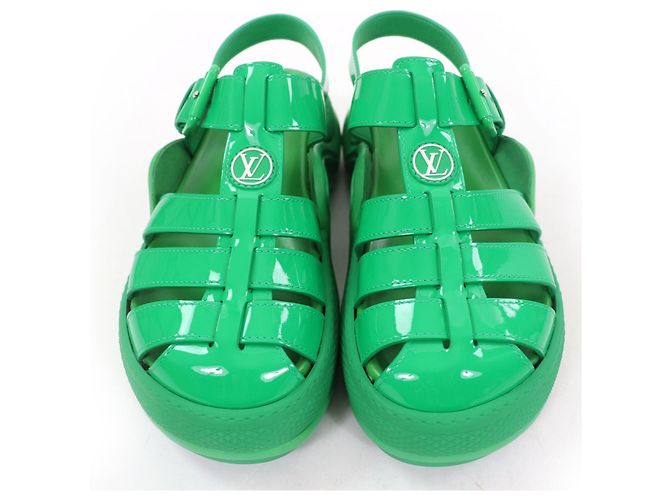 Lackleder-Sandalen Louis Vuitton 1AB17J Grün - Ansicht 4