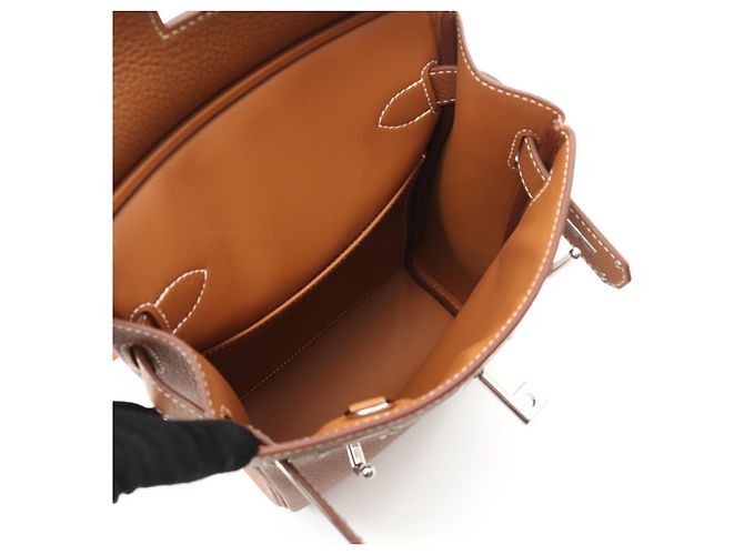 Hermès Borsa a vita Hermes Kelly Akkad PM Togo Marrone D'oro - vista 3