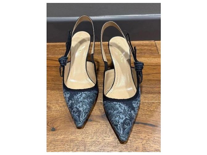 Dior J’adior Slingback Sandalen Marineblau Stoff Größe 38 - Ansicht 10