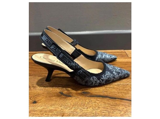 Dior J’adior Slingback Sandalen Marineblau Stoff Größe 38 - Ansicht 12