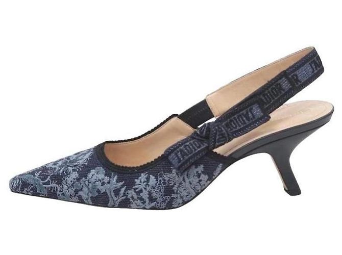 Dior J’adior Slingback Sandalen Marineblau Stoff Größe 38 - Ansicht 13