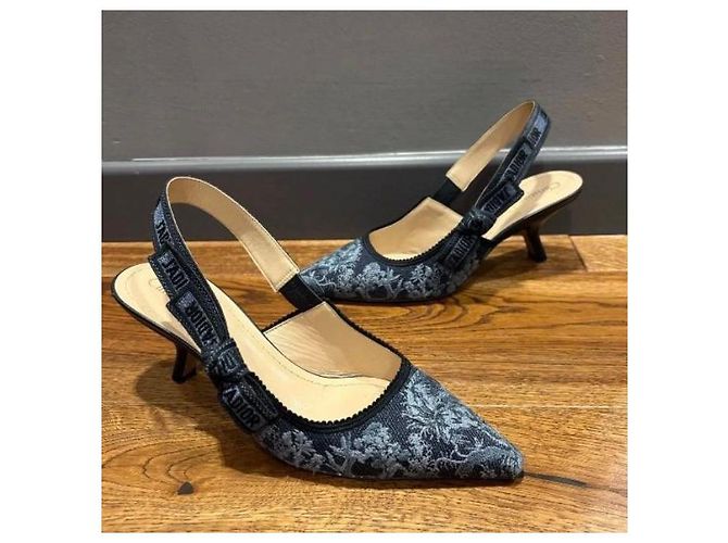 Dior J’adior Slingback Sandalen Marineblau Stoff Größe 38 - Ansicht 2