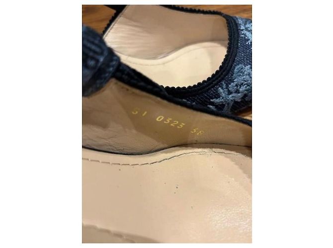Dior J’adior Slingback Sandalen Marineblau Stoff Größe 38 - Ansicht 4