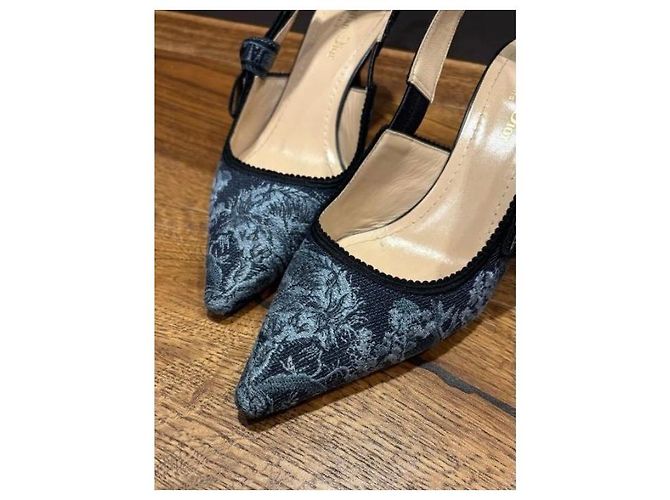 Dior J’adior Slingback Sandalen Marineblau Stoff Größe 38 - Ansicht 5