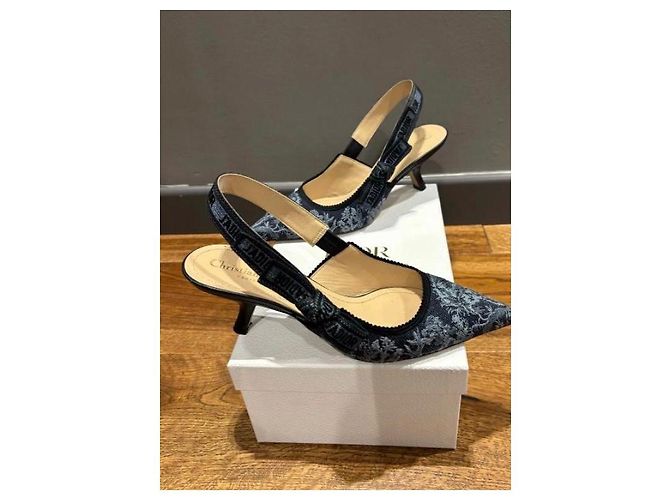 Dior J’adior Slingback Sandalen Marineblau Stoff Größe 38 - Ansicht 6