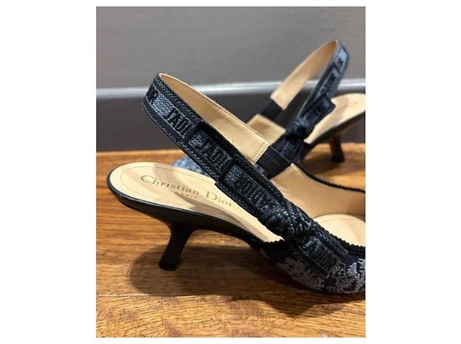 Dior J’adior Slingback Sandalen Marineblau Stoff Größe 38 - Ansicht 7