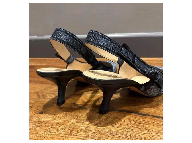 Dior J’adior Slingback Sandalen Marineblau Stoff Größe 38 - Ansicht 9
