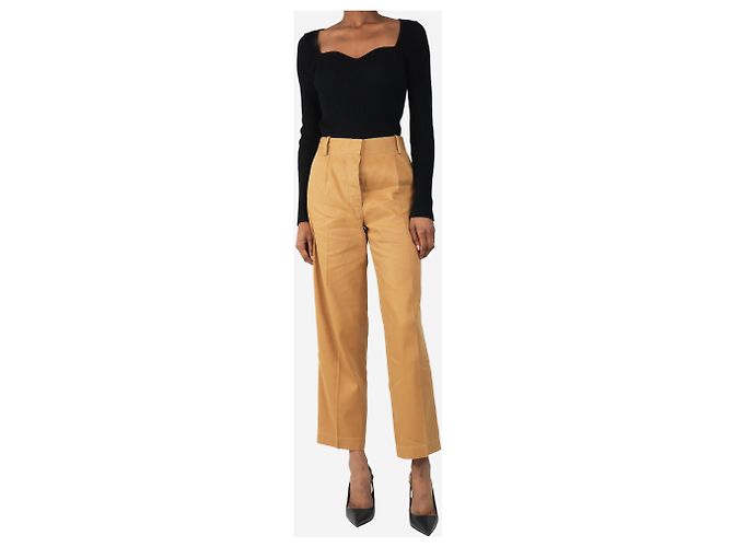 The row Pantalones de mezcla de lino marrón - talla UK 6 - vista 2