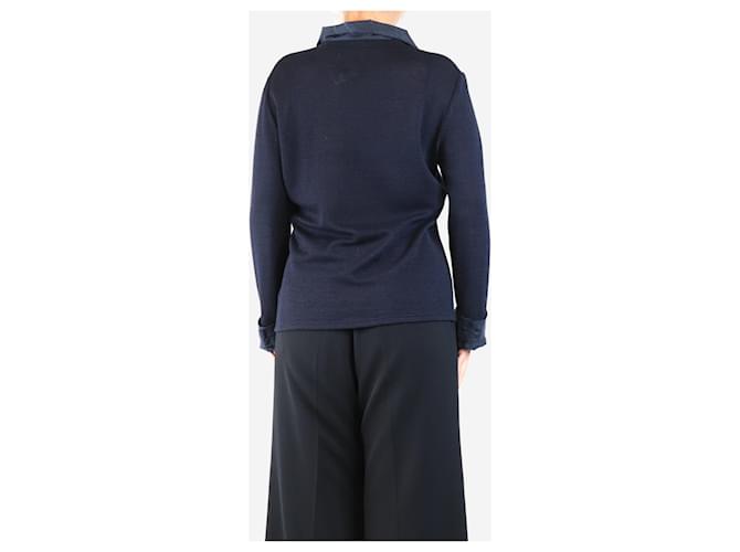 Giorgio Armani Navy Wickelpullover - Größe UK 12 Marineblau - Ansicht 2