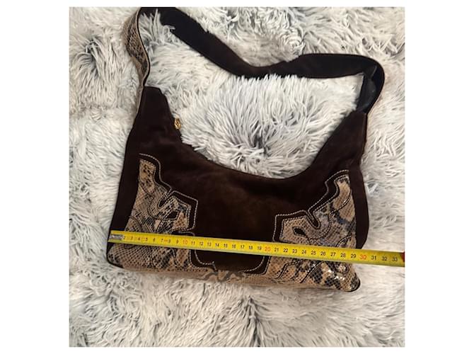 Braccialini Handtasche aus braunem Wildleder Python-Effekt Dunkelbraun - Ansicht 10