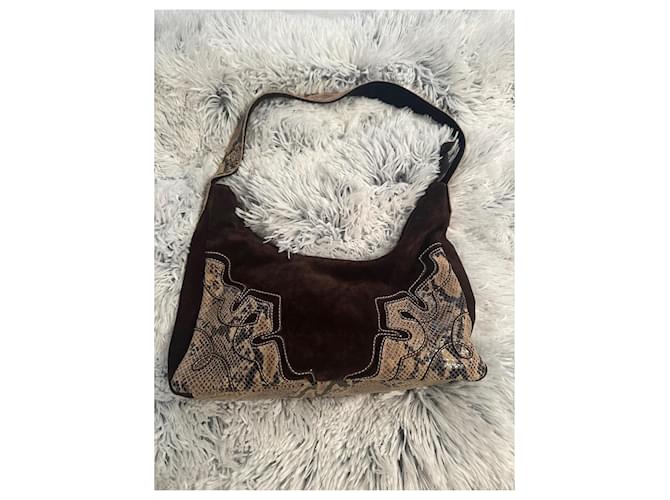 Braccialini Handtasche aus braunem Wildleder Python-Effekt Dunkelbraun - Ansicht 2