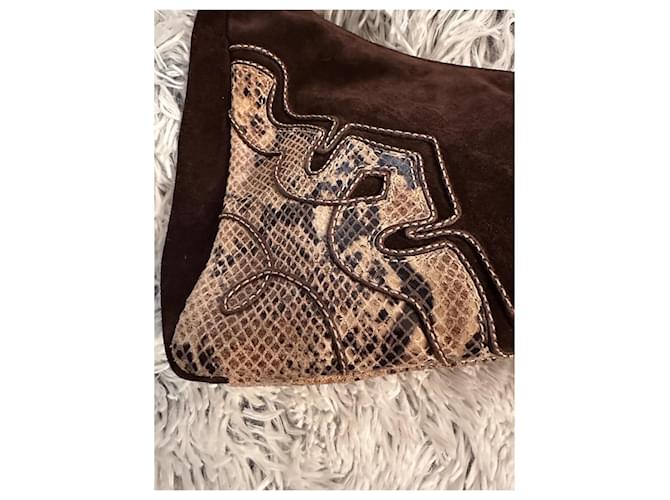 Braccialini Handtasche aus braunem Wildleder Python-Effekt Dunkelbraun - Ansicht 4