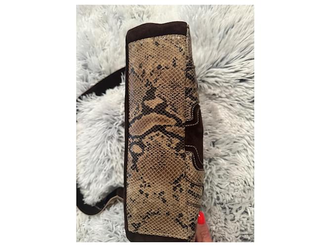Braccialini Handtasche aus braunem Wildleder Python-Effekt Dunkelbraun - Ansicht 5