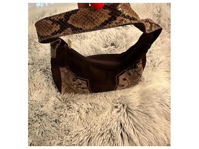 Braccialini Handtasche aus braunem Wildleder Python-Effekt Dunkelbraun - Ansicht 6